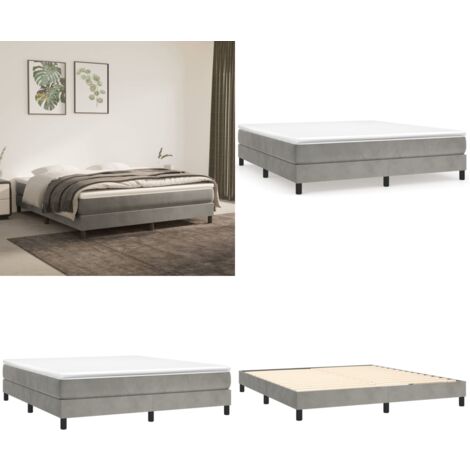 Boxspringbett mit Matratze Hellgrau 160x200 cm Samt - Samtbett - Boxspringbett - Doppelbett - Schlafzimmermöbel - Luxusbett - Home & Living