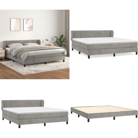 Boxspringbett mit Matratze Hellgrau 160x200 cm Samt - Samtbett - Boxspringbett - Doppelbett - Schlafzimmermöbel - Luxusbett - Home & Living