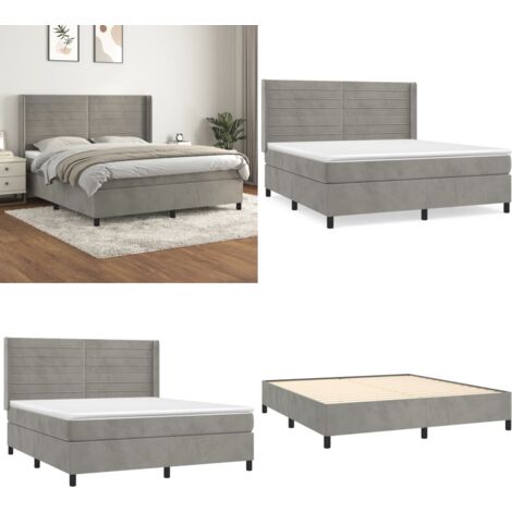 Boxspringbett mit Matratze Hellgrau 160x200 cm Samt - Samtbett - Boxspringbett - Doppelbett - Schlafzimmermöbel - Luxusbett - Home & Living