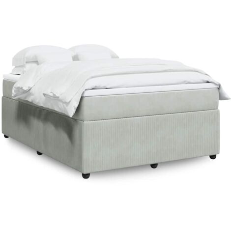 Boxspringbett mit Matratze Hellgrau 160x200 cm Samt vidaXL