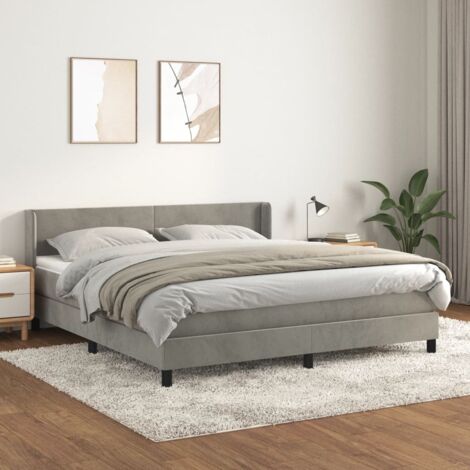 Boxspringbett mit Matratze Hellgrau 160x200 cm Samt vidaXL