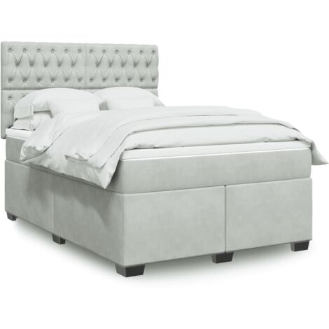 Boxspringbett mit Matratze Hellgrau 160x200 cm Samt vidaXL