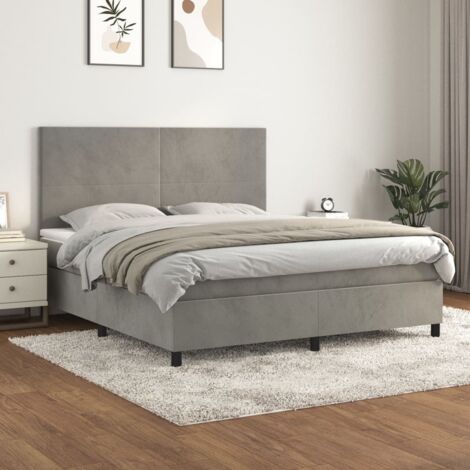 Boxspringbett mit Matratze Hellgrau 160x200 cm Samt vidaXL