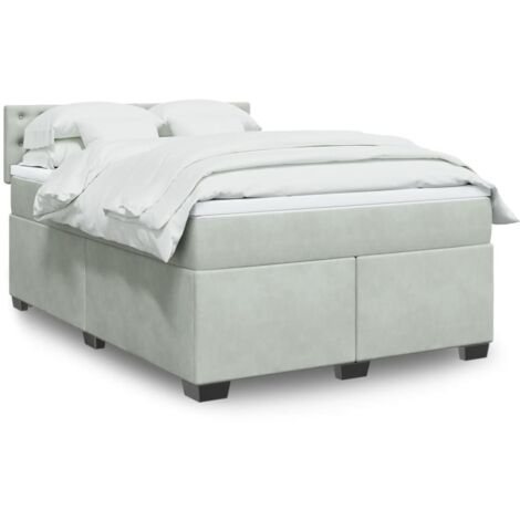 Boxspringbett mit Matratze Hellgrau 160x200 cm Samt vidaXL