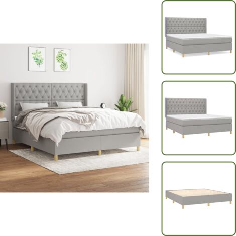 Boxspringbett mit Matratze Hellgrau 160x200 cm Stoff - Boxspringbett - Doppelbett - Bettenrahmen - Lattenrost - Matratze