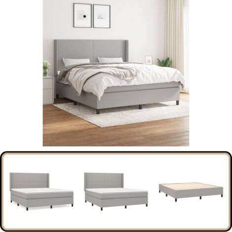 Boxspringbett mit Matratze Hellgrau 160x200 cm Stoff - Boxspringbett - Doppelbett - Bettenrahmen - Lattenrost - Matratze