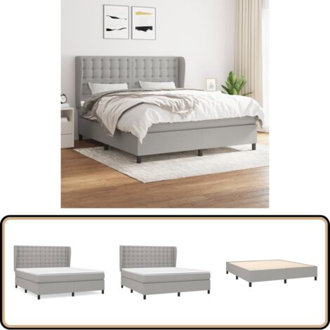 Boxspringbett mit Matratze Hellgrau 160x200 cm Stoff - Boxspringbett - Doppelbett - Bettenrahmen - Lattenrost - Matratze