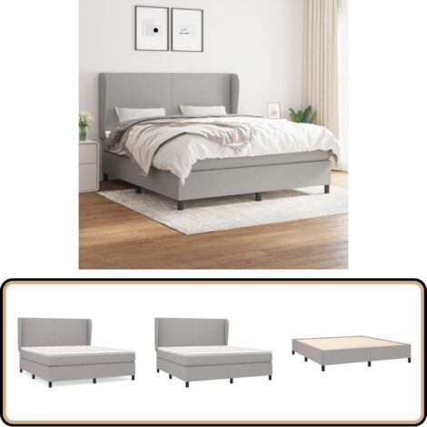 Boxspringbett mit Matratze Hellgrau 160x200 cm Stoff - Boxspringbett - Doppelbett - Bettenrahmen - Lattenrost - Matratze