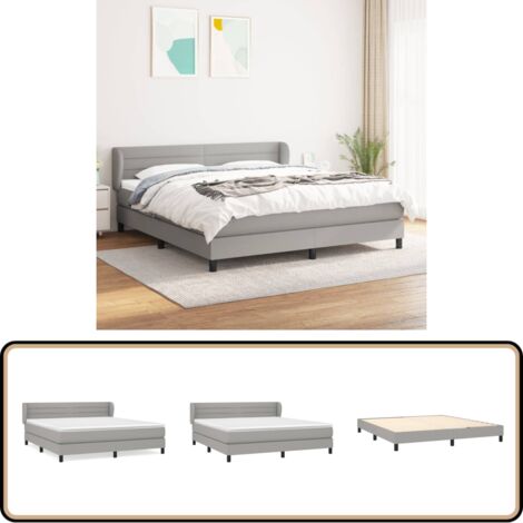 Boxspringbett mit Matratze Hellgrau 160x200 cm Stoff - Boxspringbett - Doppelbett - Bettenrahmen - Lattenrost - Matratze