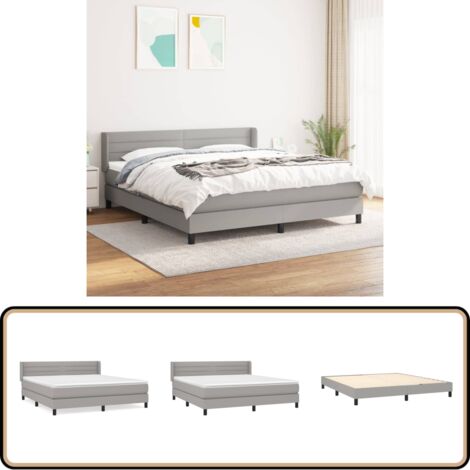 Boxspringbett mit Matratze Hellgrau 160x200 cm Stoff - Boxspringbett - Doppelbett - Bettenrahmen - Lattenrost - Matratze