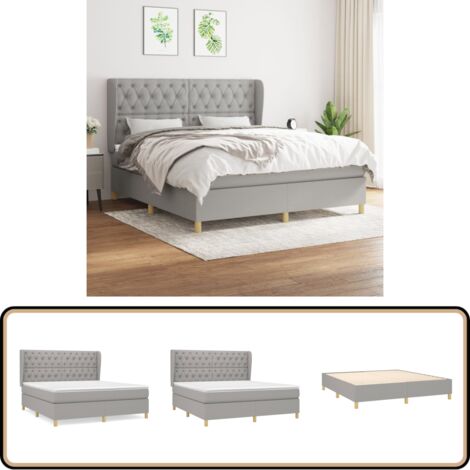 Boxspringbett mit Matratze Hellgrau 160x200 cm Stoff - Boxspringbett - Doppelbett - Bettenrahmen - Lattenrost - Matratze