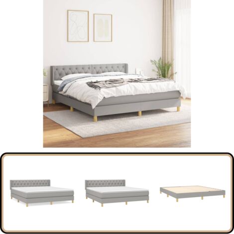 Boxspringbett mit Matratze Hellgrau 160x200 cm Stoff - Boxspringbett - Doppelbett - Bettenrahmen - Lattenrost - Matratze