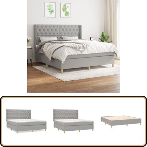 Boxspringbett mit Matratze Hellgrau 160x200 cm Stoff - Boxspringbett - Doppelbett - Bettenrahmen - Lattenrost - Matratze