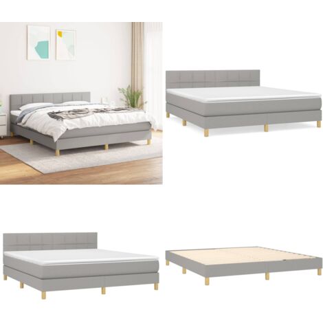Boxspringbett mit Matratze Hellgrau 160x200 cm Stoff - Boxspringbett - Doppelbett - Bettenrahmen - Matratze - Schlafsystem - Home & Living