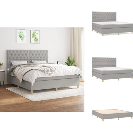 Boxspringbett mit Matratze Hellgrau 160x200 cm Stoff - Boxspringbett - Doppelbett - Bettenrahmen - Schlafsofa - Lattenrost