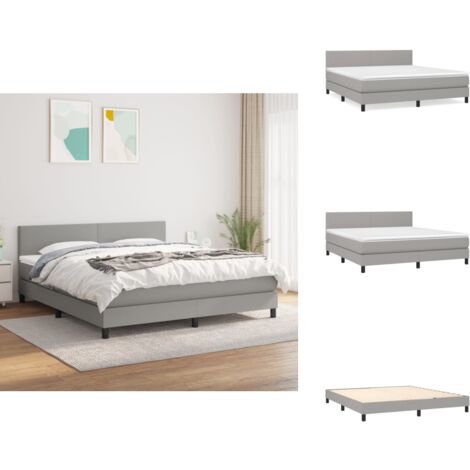 Boxspringbett mit Matratze Hellgrau 160x200 cm Stoff - Boxspringbett - Doppelbett - Bettenrahmen - Schlafsystem - Lattenrost