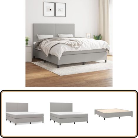 Boxspringbett mit Matratze Hellgrau 160x200 cm Stoff - Boxspringbett - Doppelbett - Bettenrahmen - Schlafsystem - Liegekomfort
