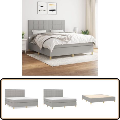 Boxspringbett mit Matratze Hellgrau 160x200 cm Stoff - Boxspringbett - Doppelbett - Bettenrahmen - Schlafsystem - Matratze