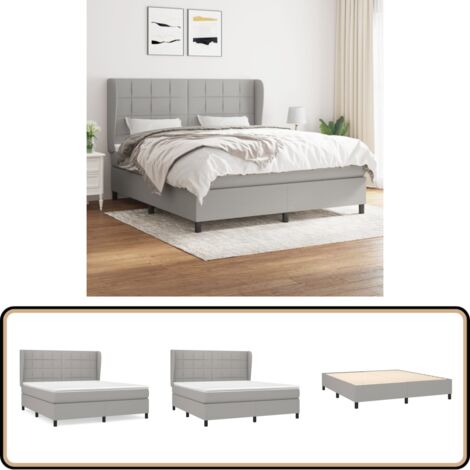 Boxspringbett mit Matratze Hellgrau 160x200 cm Stoff - Boxspringbett - Doppelbett - Schlafraum - Bettenrahmen - Lattenrost