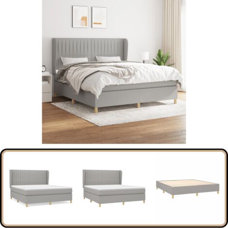 Boxspringbett mit Matratze Hellgrau 160x200 cm Stoff - Boxspringbett - Doppelbett - Schlafsystem - Bettenrahmen - Lattenrost