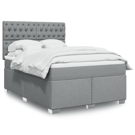 Boxspringbett mit Matratze Hellgrau 160x200 cm Stoff vidaXL