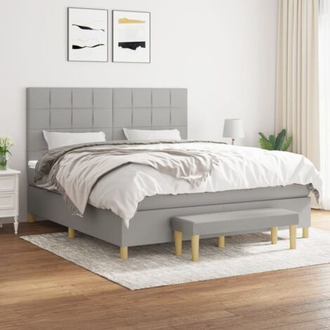 Boxspringbett mit Matratze Hellgrau 160x200 cm Stoff vidaXL