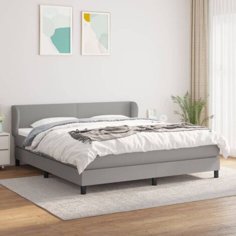 Boxspringbett mit Matratze Hellgrau 160x200 cm Stoff vidaXL