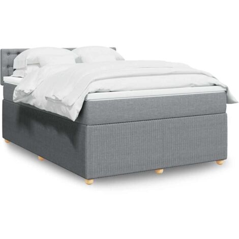 Boxspringbett mit Matratze Hellgrau 160x200 cm Stoff vidaXL