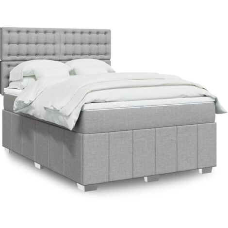 Boxspringbett mit Matratze Hellgrau 160x200 cm Stoff vidaXL