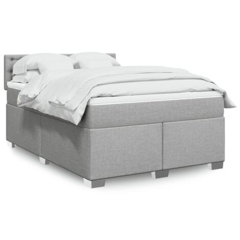 Boxspringbett mit Matratze Hellgrau 160x200 cm Stoff vidaXL