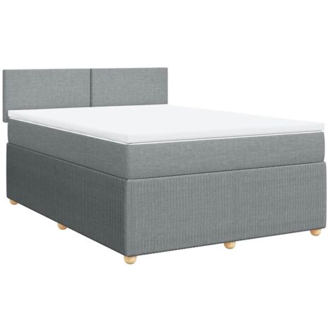 Boxspringbett mit Matratze Hellgrau 160x200 cm Stoff vidaXL