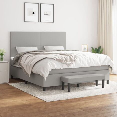 Boxspringbett mit Matratze Hellgrau 160x200 cm Stoff vidaXL