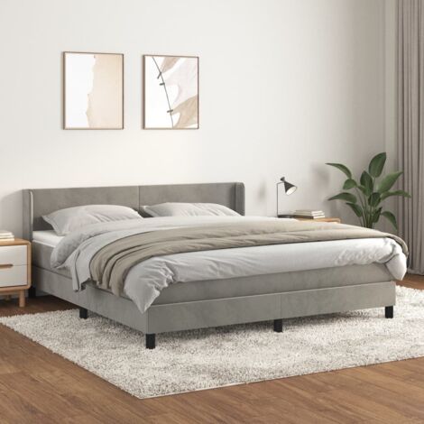 Boxspringbett mit Matratze Hellgrau 180x200 cm Samt vidaXL