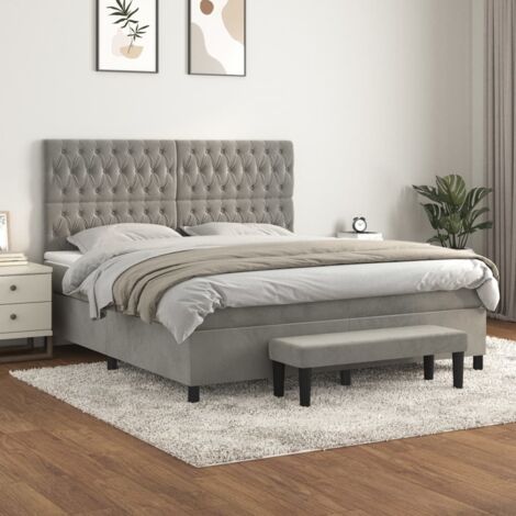Boxspringbett mit Matratze Hellgrau 180x200 cm Samt vidaXL