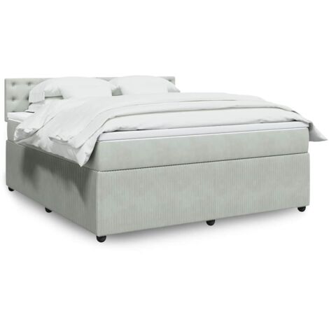 Boxspringbett mit Matratze Hellgrau 180x200 cm Samt vidaXL