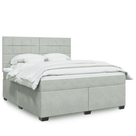 Boxspringbett mit Matratze Hellgrau 180x200 cm Samt vidaXL