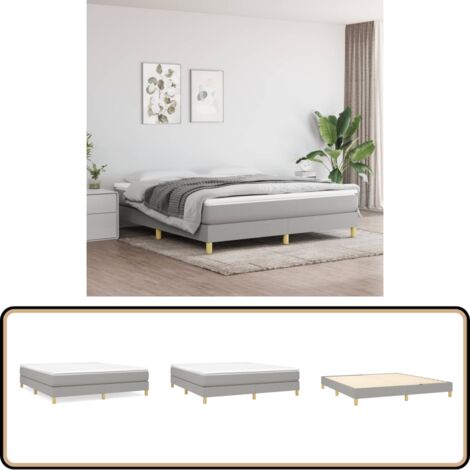 Boxspringbett mit Matratze Hellgrau 180x200 cm Stoff - Boxspringbett - Doppelbett - Bettenrahmen - Matratze - Matratzenauflage