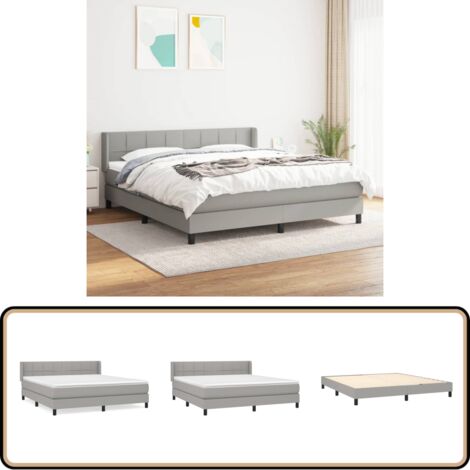 Boxspringbett mit Matratze Hellgrau 180x200 cm Stoff - Boxspringbett - Doppelbett - Bettenrahmen - Schlafraum - Massivholzmöbel