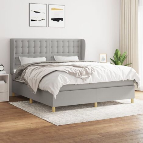 Boxspringbett mit Matratze Hellgrau 180x200 cm Stoff vidaXL