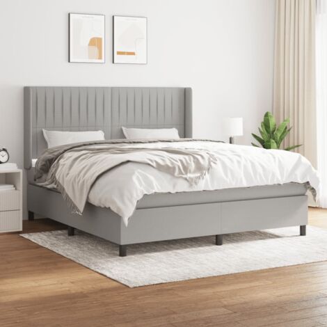 Boxspringbett mit Matratze Hellgrau 180x200 cm Stoff vidaXL