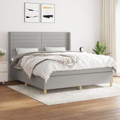 Boxspringbett mit Matratze Hellgrau 180x200 cm Stoff vidaXL