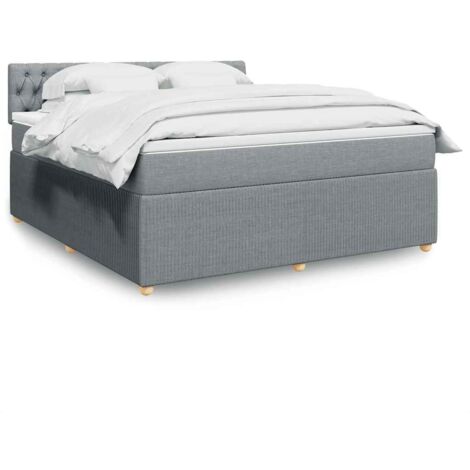 Boxspringbett mit Matratze Hellgrau 180x200 cm Stoff vidaXL