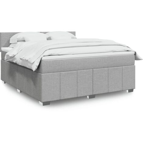 Boxspringbett mit Matratze Hellgrau 180x200 cm Stoff vidaXL