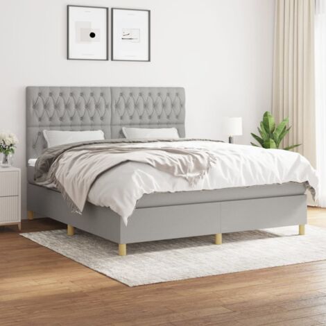 Boxspringbett mit Matratze Hellgrau 180x200 cm Stoff vidaXL