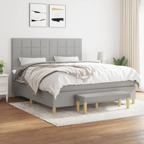 Boxspringbett mit Matratze Hellgrau 180x200 cm Stoff vidaXL