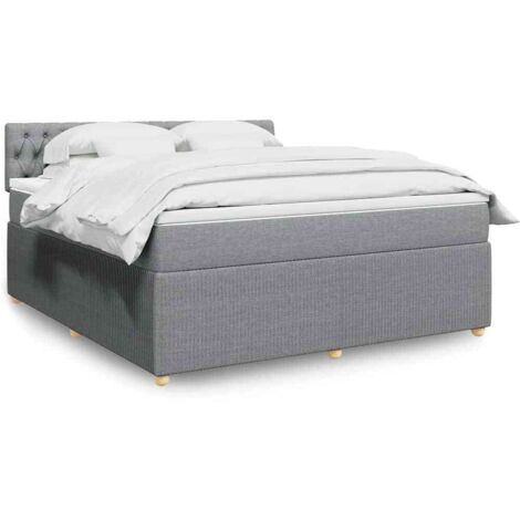 Boxspringbett mit Matratze Hellgrau 180x200 cm Stoff vidaXL