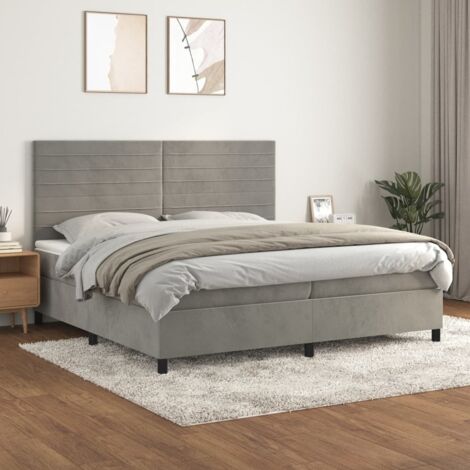 Boxspringbett mit Matratze Hellgrau 200x200 cm Samt vidaXL