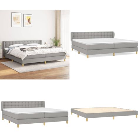 Boxspringbett mit Matratze Hellgrau 200x200 cm Stoff - Boxspringbett - Doppelbett - Bettenrahmen - Lattenrost - Matratze - Home & Living