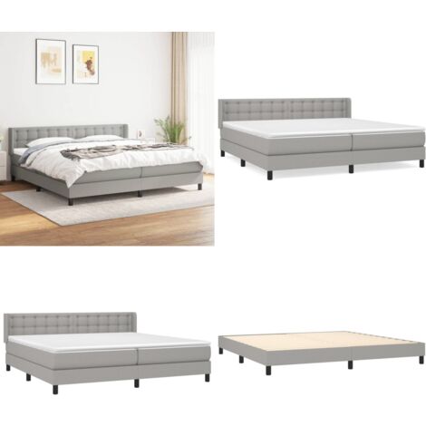 Boxspringbett mit Matratze Hellgrau 200x200 cm Stoff - Boxspringbett - Doppelbett - Bettenrahmen - Lattenrost - Matratze - Home & Living