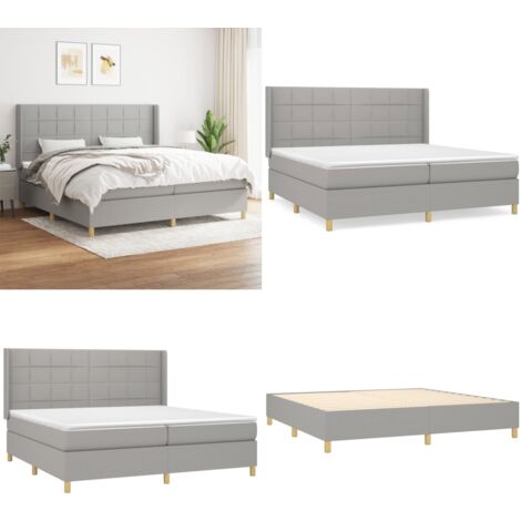 Boxspringbett mit Matratze Hellgrau 200x200 cm Stoff - Boxspringbett - Doppelbett - Bettenrahmen - Schlafraum - Hellgrau - Home & Living